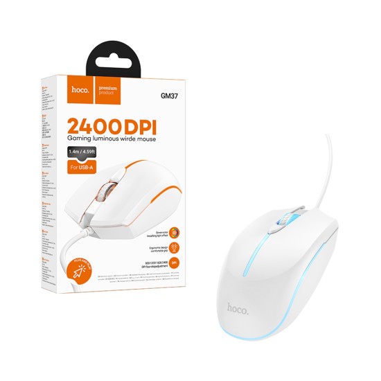 Rato Hoco GM37 Wonderful Gaming Luminous 1,4m Branco